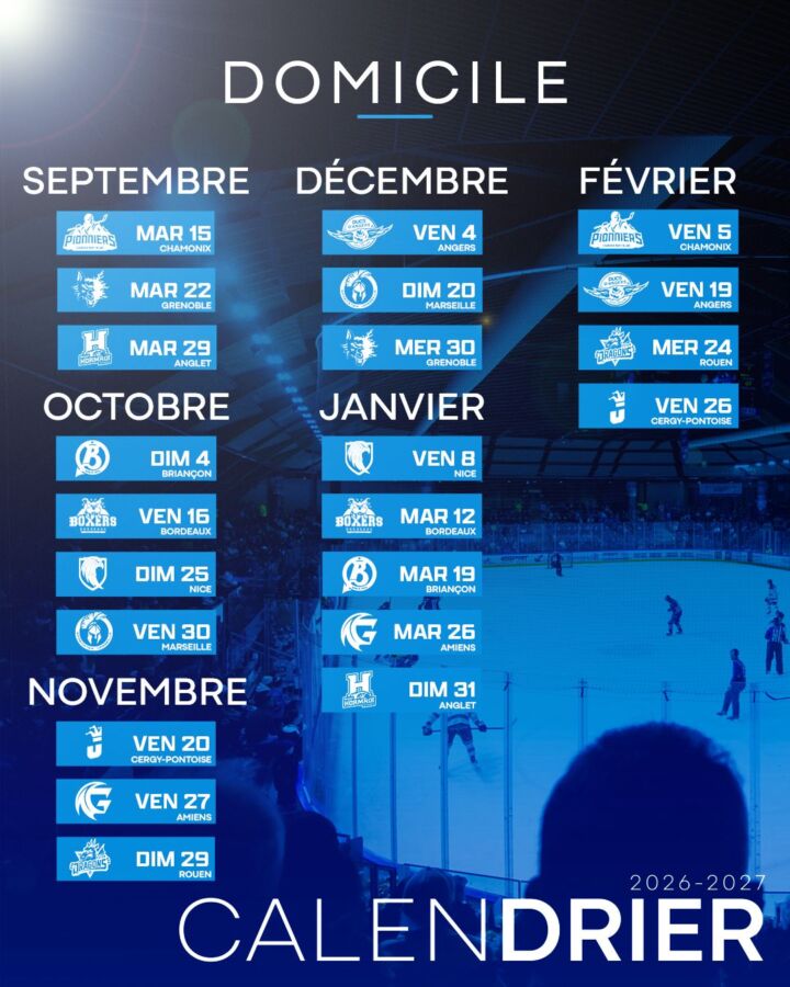 Domicile - Calendrier 2026-2027 - Rapaces de Gap
